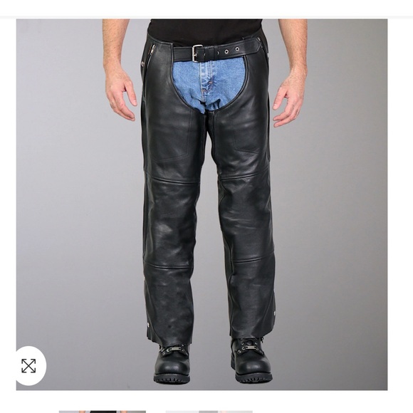 Hot Leathers Black Leather Chaps - Picture 1 of 2